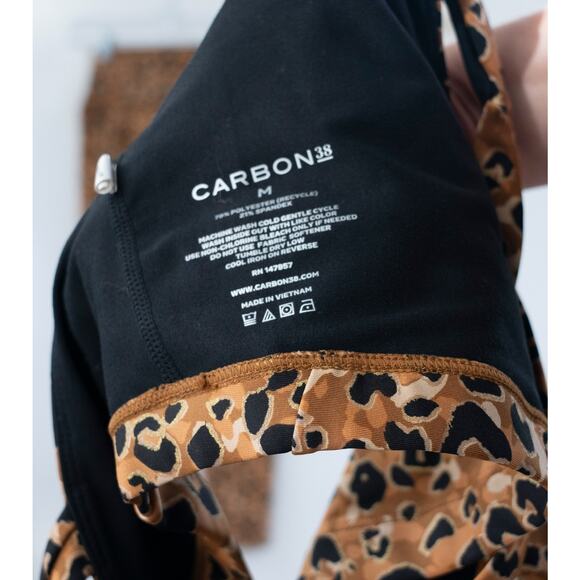 Carbon38 Layered Leopard Metallic High Rise Leggings and Sports Bra Size Medium - Picture 6 of 8